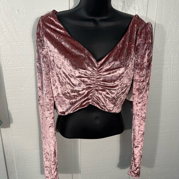 WaYF Pink Velveteen Crop Top Size Small NWOT - Picture 4 of 9